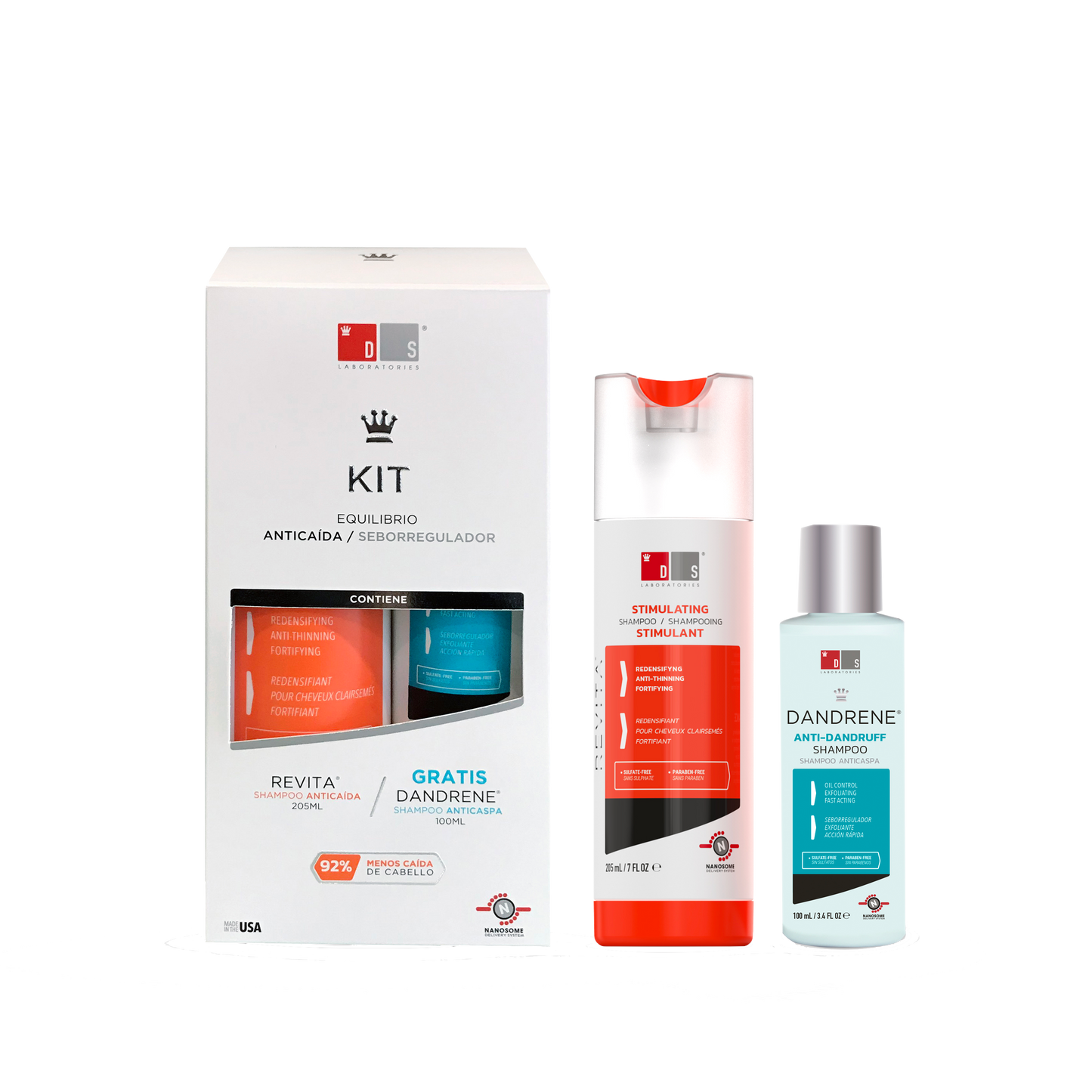 Kit Equilibrio| Revita Shampoo 205ml + Dandrene Shampoo 100ml